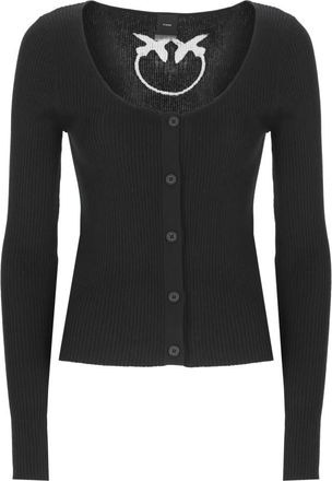 Pinko Zwarte Zijden Vest Met Wijde Hals Trui - Dames - Vesten - Zwart - L - Truien & Vesten
