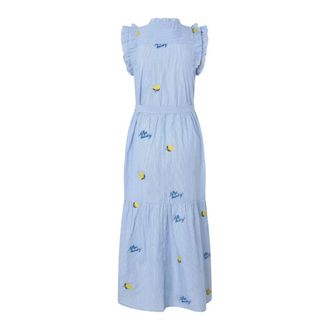 Lollys Laundry Latour LL Maxi Jurk - Dames - Maxi kleedjes - Blauw - S - Katoen - Kleedjes