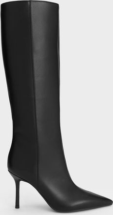 Charles & Keith Pointed-Toe Stiletto-Heel Knee-High Boots