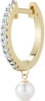 Mateo Bijoux Orecchino a cerchio in oro giallo 14kt con diamanti e perle