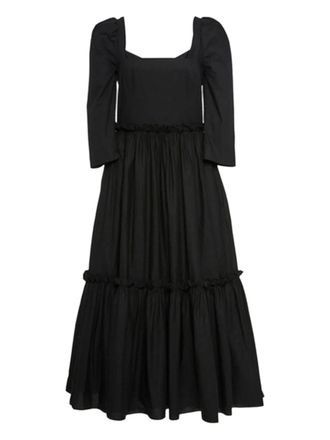 Cara Cara puff-sleeve tiered dress - women - Cotton - 10 - Black