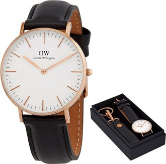 Daniel Wellington Quartz White Dial Ladies Watch Set and Key Ring DW00300073
