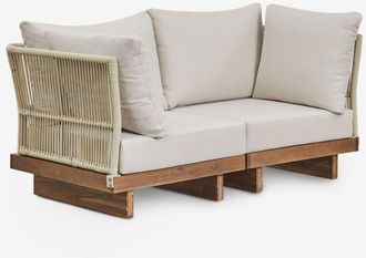 Sklum Sof&aacute; Modular De Jard&iacute;n De 2 Piezas Con 2 Sillones Esquineros En Madera De Acacia Dailin Sklum