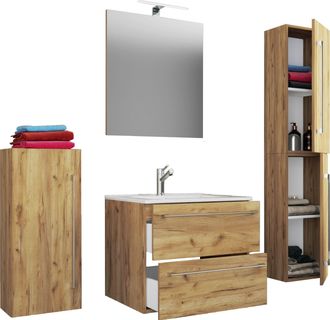 ebuy24 Ebuy24 - Vcm 5pcs Set 1 Lavabo Con Dos Cajones, 1 Espejo, 1 Lavabo, 1 Midischrank, 1 Gabinete Alto Lavabo De Cer&aacute;mica Gabinete Inferior Colgante 60 Cm