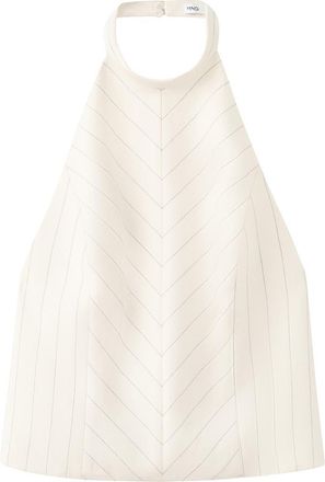 Mango Open Back Halter Top in Ecru at Nordstrom, Size X-Small