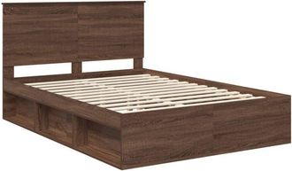 vidaXL Bed Frame with Headboard Brown Oak 140 x 200 cm Solid Pine Wood vidaXL