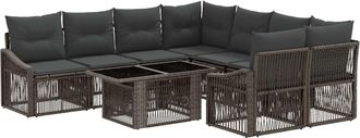 vidaXL Conjunto De Sof&aacute;s De Jard&iacute;n 9 Uds. Gris Y Gris Oscuro Vidaxl