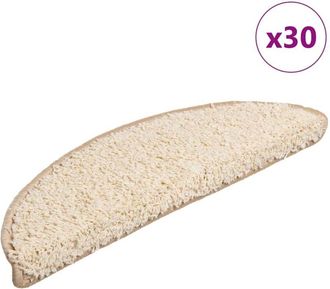 vidaXL Vidaxl - Alfombrillas Para Escaleras 30 Unidades 56x17x3 Cm Crema Semicircular