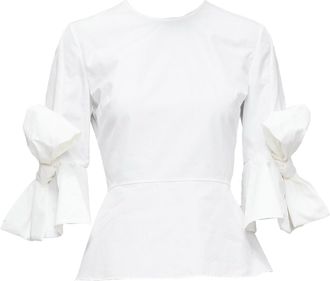 Roksanda Ilincic Kemi cotton poplin bow cuff sleeve peplum top