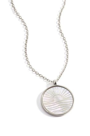 Mint & Lily Mother of Pearl Sunrise Pendant Necklace in Silver at Nordstrom