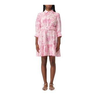 MC2 Saint Barth Kleedjes, Dames, Roze, S, Katoen, Mini Jurk met Riem en Patroon