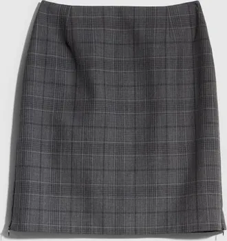 Gucci Checked Fine Wool Mini Skirt, Black