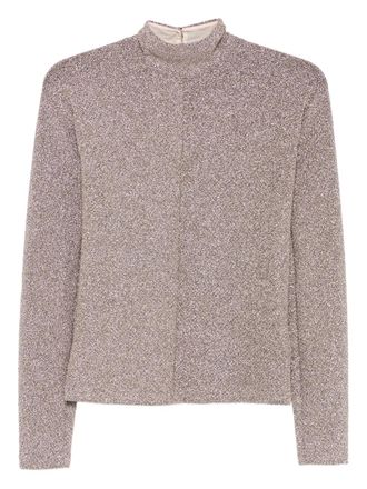 Forte_Forte lurex-detail high-neck blouse - women - Spandex/Elastane/Polyester/Polyamide - III - Grey