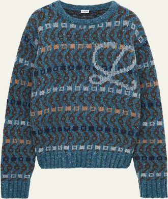 Loewe Mens L-Monogram Intarsia Knit Crewneck Sweater