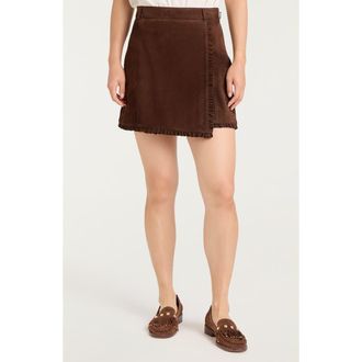Cinq &agrave; Sept Scotlyn Faux Wrap Miniskirt in Dark Sepia at Nordstrom Rack, Size 14