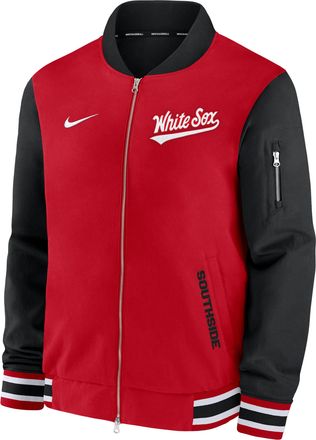 Nike Chicago White Sox Authentic Collection City Connect Nike Mens MLB Full-Zip Bomber Jacket in Red | 02F311QVRX-Z8A