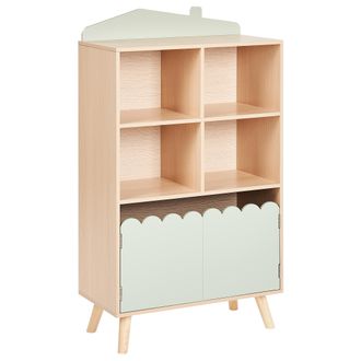 Beliani Estanter&iacute;a De 2 Baldas Con Almacenaje Para Habitaci&oacute;n Infantil De Madera De Pino Mdf Con Patas De Madera Clara Lackey