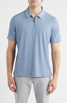 Johnston & Murphy Finn Rib Zip Polo in Blue at Nordstrom, Size Xx-Large