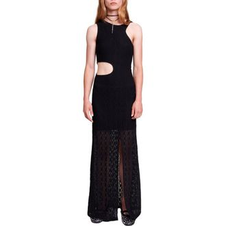 Maje Raiserane Cutout Lace Overlay Maxi Dress in Black at Nordstrom Rack, Size 0 (Fits Like 0 Us) / 34 Eu