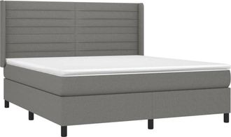 vidaXL Vidaxl - Cama Box Spring Colch&oacute;n Y Luces Led Tela Gris Oscuro 180x200 Cm