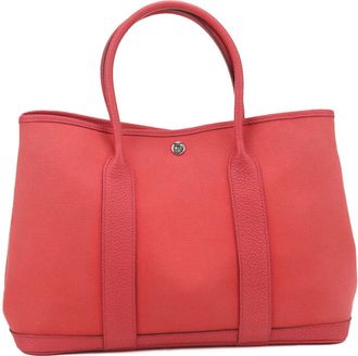 Herm&egrave;s Bougainvillier Red Color Toile Officier Tote Bag (Pre-Owned)