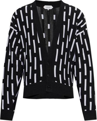 Versace Wollemantel met geborduurd logo - Heren - Vesten - Zwart - XL - Wol - Truien & Vesten