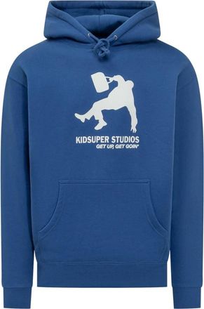 KidSuper Studios Hoodies & sweatvesten, Heren, Blauw, M, Katoen, Blauwe katoenmix hoodie