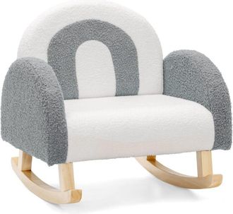 Costway Costway - Silla Mecedora Para Ni&ntilde;os, Sill&oacute;n Infantil Tapizado Con Patas De Madera Maciza Y Almohadillas Antideslizantes, Mecedora Para Ni&ntilde;os En Guarde