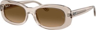 Ray-Ban RB2221F Asian Fit Polarized 6827M2 Womens Sunglasses Brown Size 55