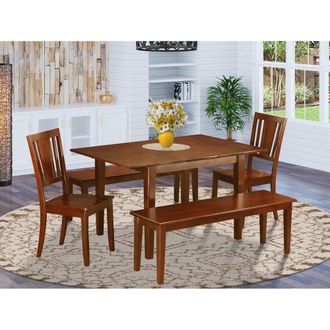 East West Furniture 5 Pc Kitchen Table with bench -Tables with 2 Dining Chairs and 2 Benches