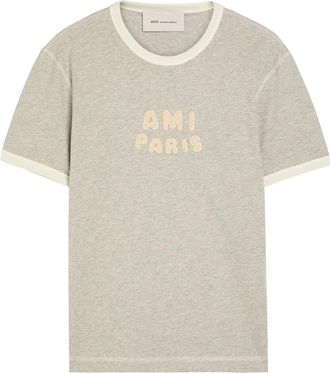 Ami Ami Paris Logo-appliqu&eacute;d Cotton T-shirt - Grey - XL