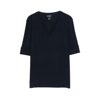 Ralph Lauren T-Shirts, female, Blue, Size: 2XL V Judy Elbow Sleeve Knit