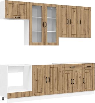 vidaXL Unidad De Cocina Lucca 8 Uds. Roble Artisan Vidaxl
