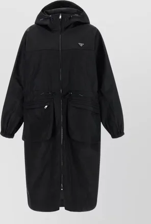 Prada hooded oversized technical raincoat