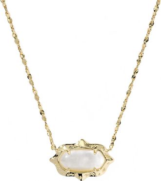 Kendra Scott Womens Elisa Scallop Frame Short Pendant Necklace In Gold / Natural Mother-Of-Pearl
