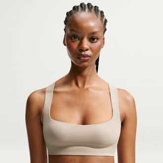 Nike Womens SKIMS Studio Stretch Square Neck Bra in White | IR8677-096