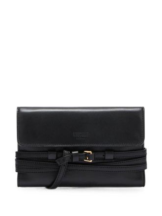 Moschino Black Silk-Blend Buckle Chain Clutch Bag