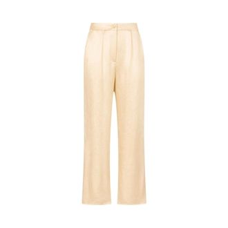 Liu Jo Wide Trousers, female, Beige, Size: XL Satin Trousers with Slits