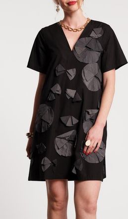 Frances Valentine Schooner Dress Flowers in Black at Nordstrom, Size X-Small