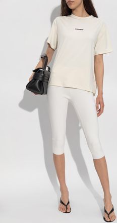 Jil Sander T-shirt With Printed Logo, Womens, Cream