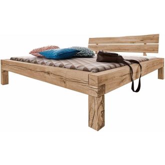 Massivmoebel24 JANGALI 213 Letto matrimoniale a travi in legno di quercia selvatica - oliato / bianco 200x200