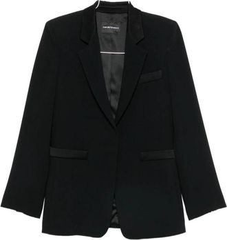 Emporio Armani Satin-Trim Blazer - Dames - Blazers - Zwart - S - Satijn - Jassen