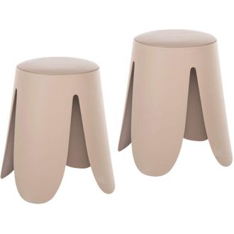Mobili Rebecca Sgabello Rebecca Mobili Ambonya 46x30x30 Polipropilene Similpelle Rosa Moderno set 2 pz