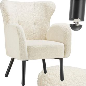 TecTake Tectake - Poltrona Vänersborg, imbottitura spessa, con rivestimento bouclé - poltrona relax, poltrona comoda per guardare la tv, poltrona da lettura