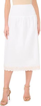 Parker Embroidered Hem Cotton Midi Skirt in Bright White at Nordstrom Rack, Size X-Small