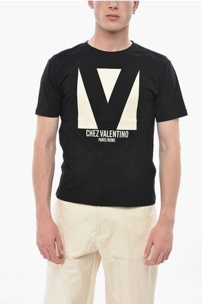 Valentino Crew-Neck Cotton Jersey T-Shirt with Contrast Print size S