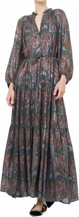 Oliphant Cuff Sleeve Tie Waist Maxi Dress In Kenzo Charcoal