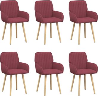 vidaXL Sillas De Comedor 6 Uds. Tela Rojo Vino 56,5 X 50 X 87,5 Cm Vidaxl