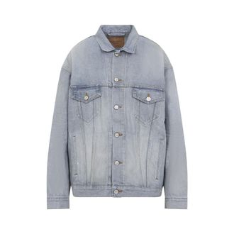 Balenciaga Light Blue Logo Denim Jacket