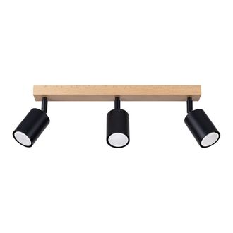 Sollux Lighting L&aacute;mpara de techo madera negra acero/madera alt. 117 cm